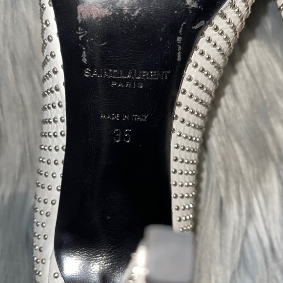 Saint Laurent Studded White Leather Classic Paris Pumps YSL Sz. 35 US Sz. 5 - Picture 15 of 17